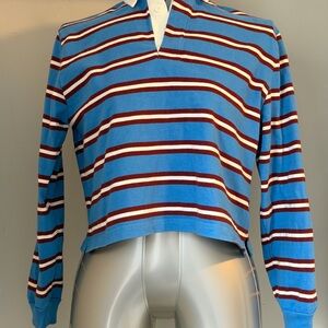 Old Navy Blue, Burgundy & White Striped Crewneck Top